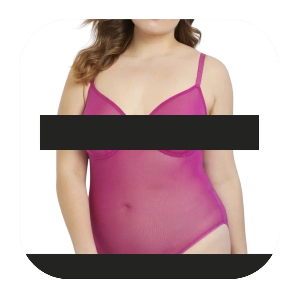 Priscilla Ono x Eloquii size 22 Sheer underwire pink Bodysuit
